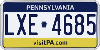 PA license plate LXE4685