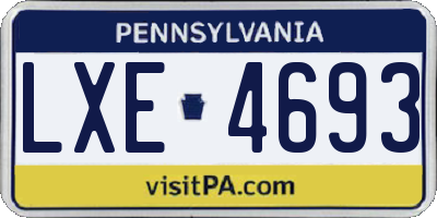 PA license plate LXE4693