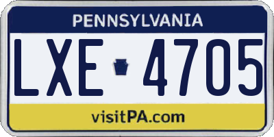 PA license plate LXE4705