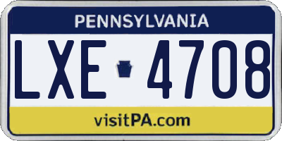 PA license plate LXE4708