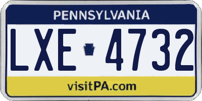 PA license plate LXE4732