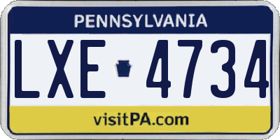 PA license plate LXE4734