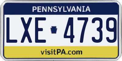 PA license plate LXE4739
