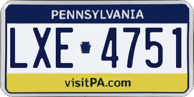 PA license plate LXE4751