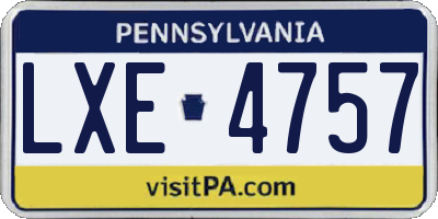 PA license plate LXE4757