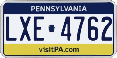 PA license plate LXE4762