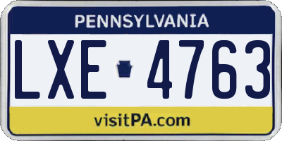 PA license plate LXE4763
