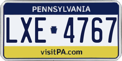 PA license plate LXE4767
