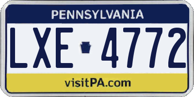 PA license plate LXE4772