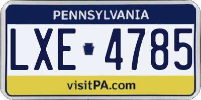 PA license plate LXE4785