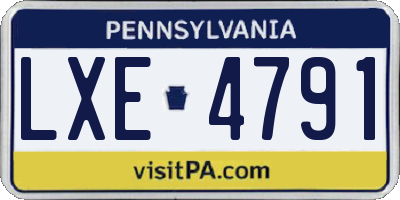 PA license plate LXE4791