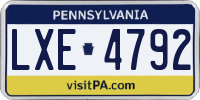PA license plate LXE4792