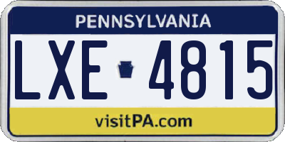 PA license plate LXE4815