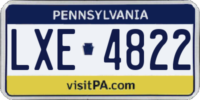 PA license plate LXE4822