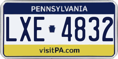 PA license plate LXE4832