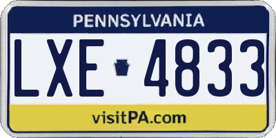 PA license plate LXE4833