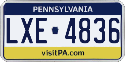 PA license plate LXE4836