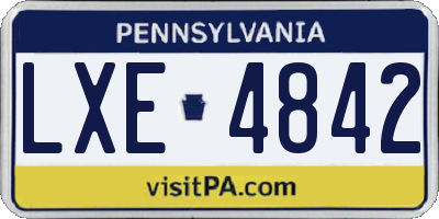 PA license plate LXE4842