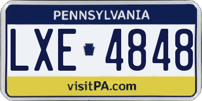 PA license plate LXE4848