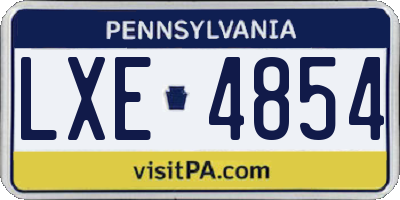 PA license plate LXE4854