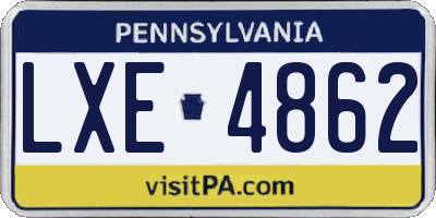 PA license plate LXE4862
