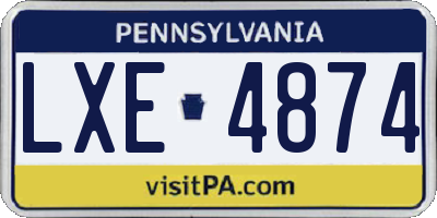 PA license plate LXE4874