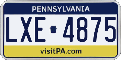 PA license plate LXE4875