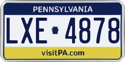 PA license plate LXE4878