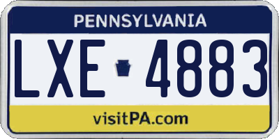 PA license plate LXE4883
