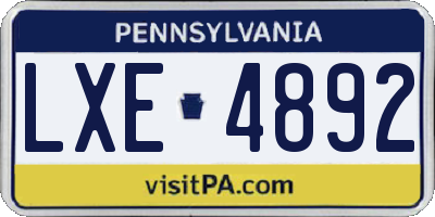 PA license plate LXE4892