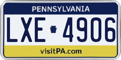 PA license plate LXE4906