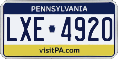 PA license plate LXE4920