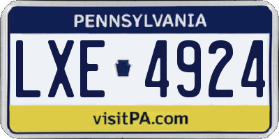 PA license plate LXE4924