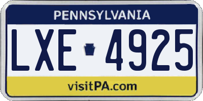 PA license plate LXE4925
