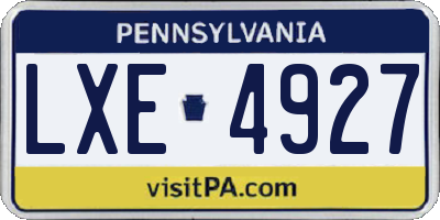 PA license plate LXE4927