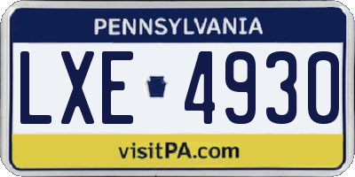 PA license plate LXE4930