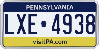PA license plate LXE4938
