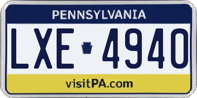 PA license plate LXE4940
