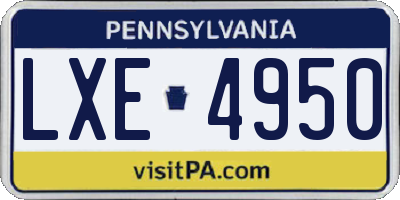 PA license plate LXE4950