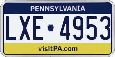 PA license plate LXE4953
