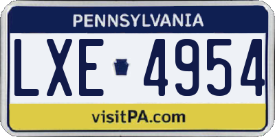 PA license plate LXE4954