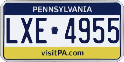PA license plate LXE4955