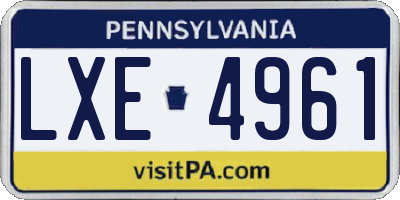 PA license plate LXE4961