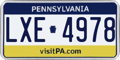 PA license plate LXE4978