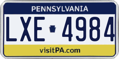PA license plate LXE4984
