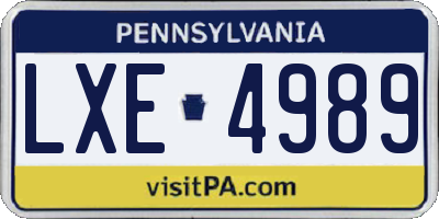 PA license plate LXE4989