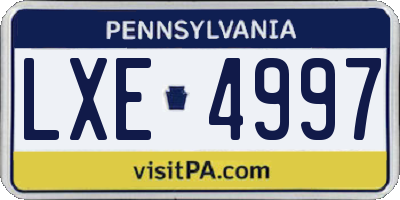 PA license plate LXE4997