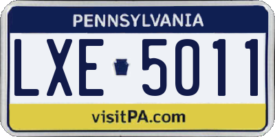 PA license plate LXE5011