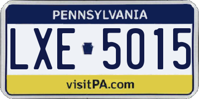 PA license plate LXE5015