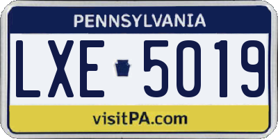 PA license plate LXE5019